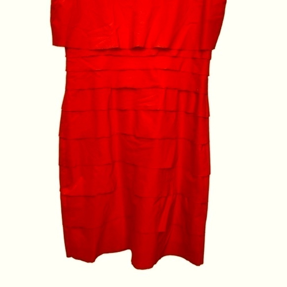 BCBGMaxAzria Sleeveless Scoop Neck Pleated Bodycon Persimmon Sawyer Dress Sz 4 - Picture 8 of 12